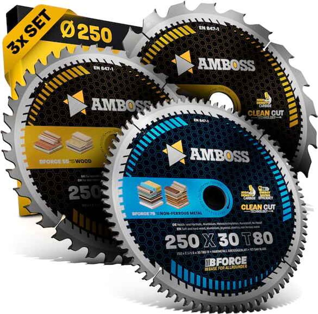 Amboss Ø250 Hand- Kreissägeblatt Set passend für Mafell Erika 85 EC, Dewalt DWE 7492 uvm.
