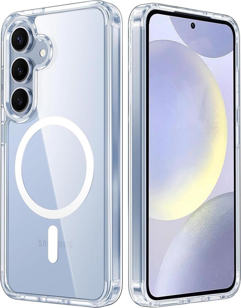 Conie Magsafe Schutzhülle für Samsung Galaxy S25 Plus Silikon Hard Case Magnet Cover Hülle klar in Transparent