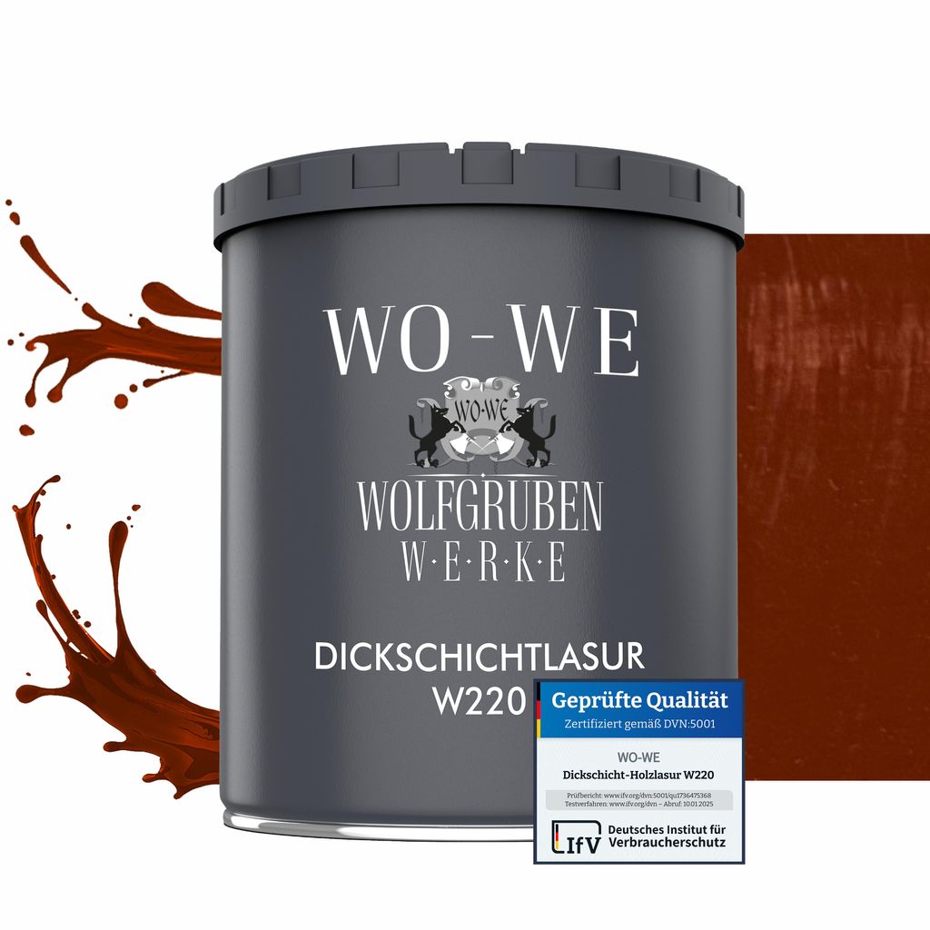 Dickschichtlasur 2in1 Holzlasur Holzschutzlasur außen und innen W220 Mahagoni - 750ml
