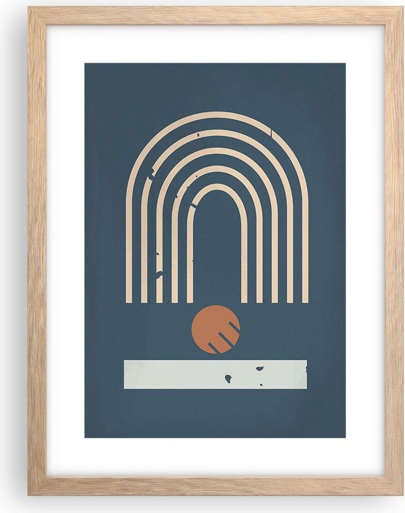 Gerahmtes Poster - Rahmen in heller Eiche - Abstraktion Stadion Modern - 30x40 cm - Wand Bild - Wanddeko - Wandbilder - Kunstposter - Wandposter - ...