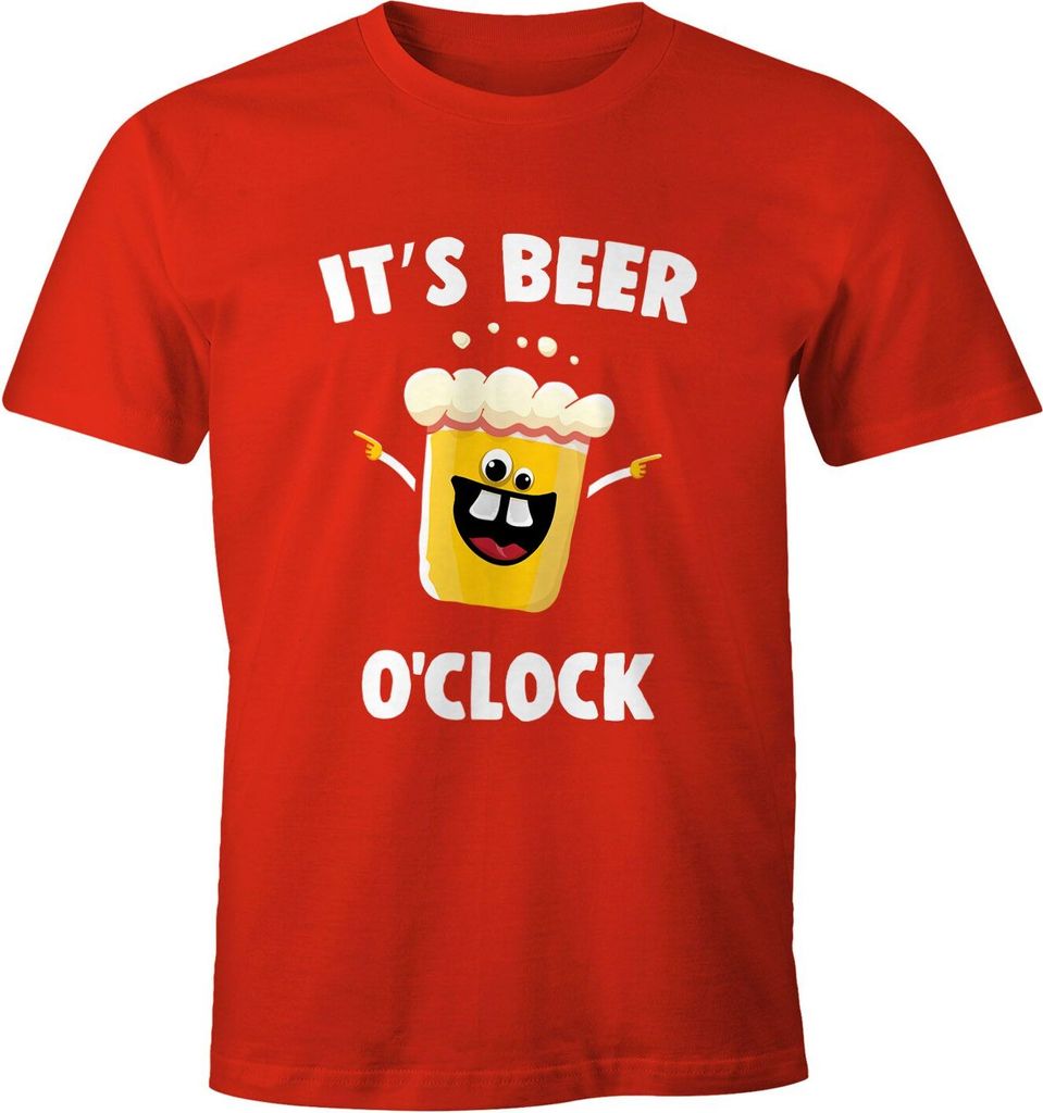 It's Beer a clock - Lustiges Herren Party T-Shirt Fun-Shirt Moonworks rot XXL