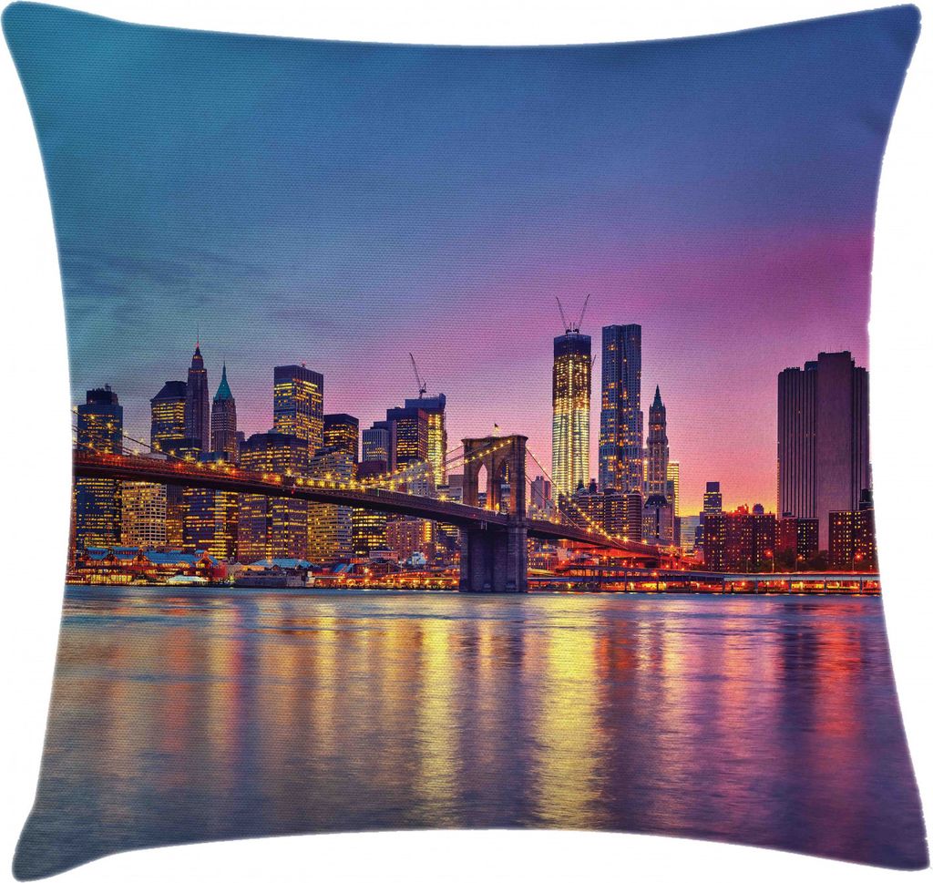 ABAKUHAUS NYC Kissenbezug, Vivid Manhattan Skyline Abenddämmerung, Seitenschläferkissenhülle ohne Kissen mit Reißverschluss und Beitseitigem Dr...