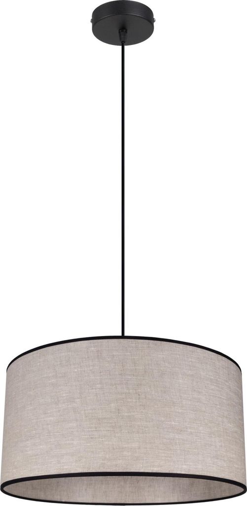 Pendelleuchte Metall Stoff 40 cm breit H: max. 90 cm Schwarz Beige E27 rund Modern Hängelampe