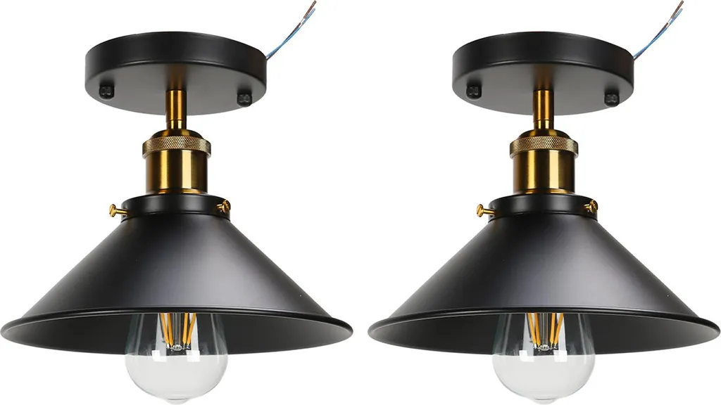 Plafonnier E27 Noir Idéal pour Éclairage de Cuisine et Couloir Vintage