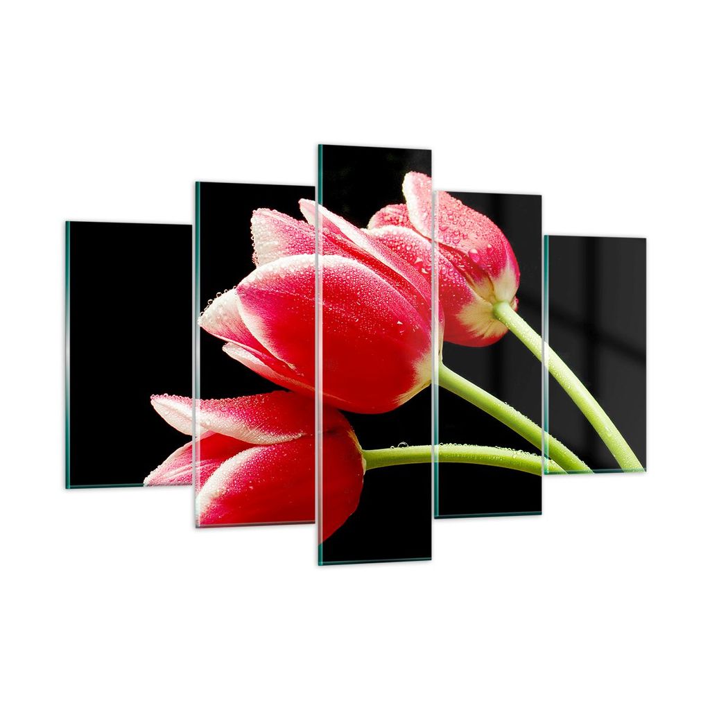 Bilder auf glas - Tulpe garten blume blumenstrauß - 150x100cm - Glasbilder - Wandbilder - Kunstdruck - Wanddekoration aus Glas - Glas Bilder - Wan...