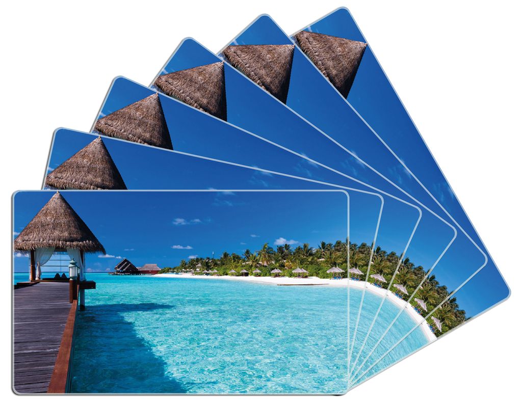 Wallario Frühstücksbrettchen 6er Set aus Glas, je 14 x 23 cm, mit rutschfesten Füßen, Motiv Ein Platz in der Südsee