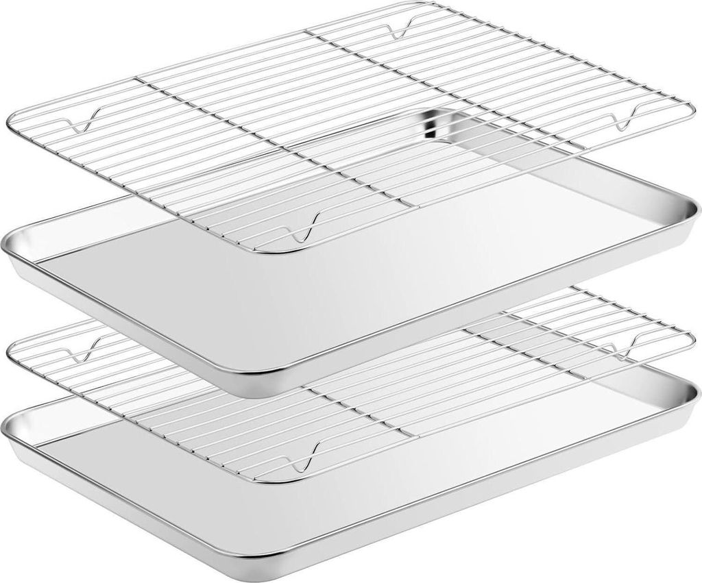 Edelstahl Backblech mit Abkühlgitter Set, Antihaft, Produktbild 