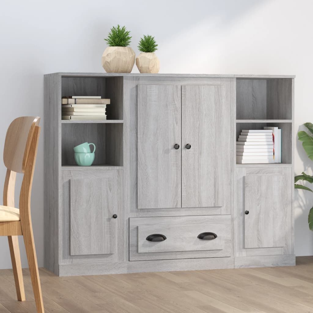 Cloris Designermöbel Highboards 3er Set Grau Sonoma Holzwerkstoff 2024 Neu