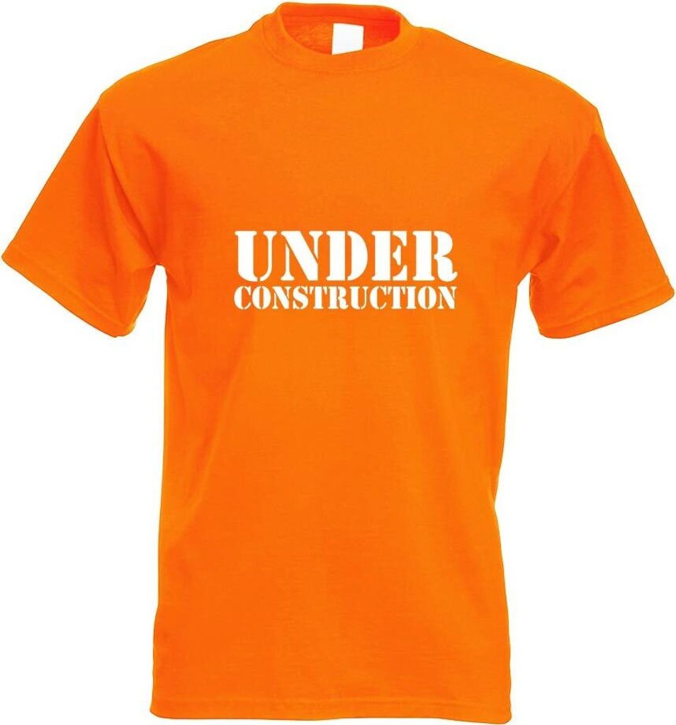 Kiwistar - T-Shirt - orange - Under Construction Motiv Bedruckt Funshirt Design Print - mit Motiv Bedruckt - Funshirt Design - Sport - Freizeit - H...