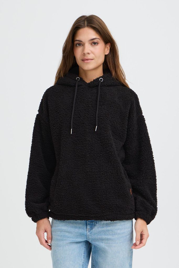 OXMO OXBERINA Damen Kapuzenpullover Hoodie Pullover mit Kapuze und Teddy-Fell loose fit