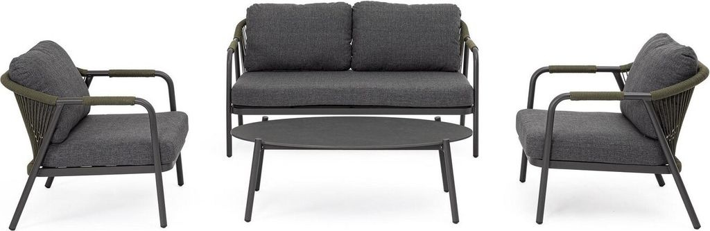 4er Set Sitzgruppe Miravet 148 x 81 x 73 cm Aluminium Produktbild 