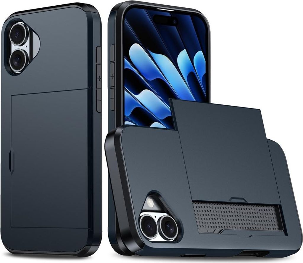 iPhone 17 Hülle - Coverup Hybrid Card Slider Back Cover - Blau