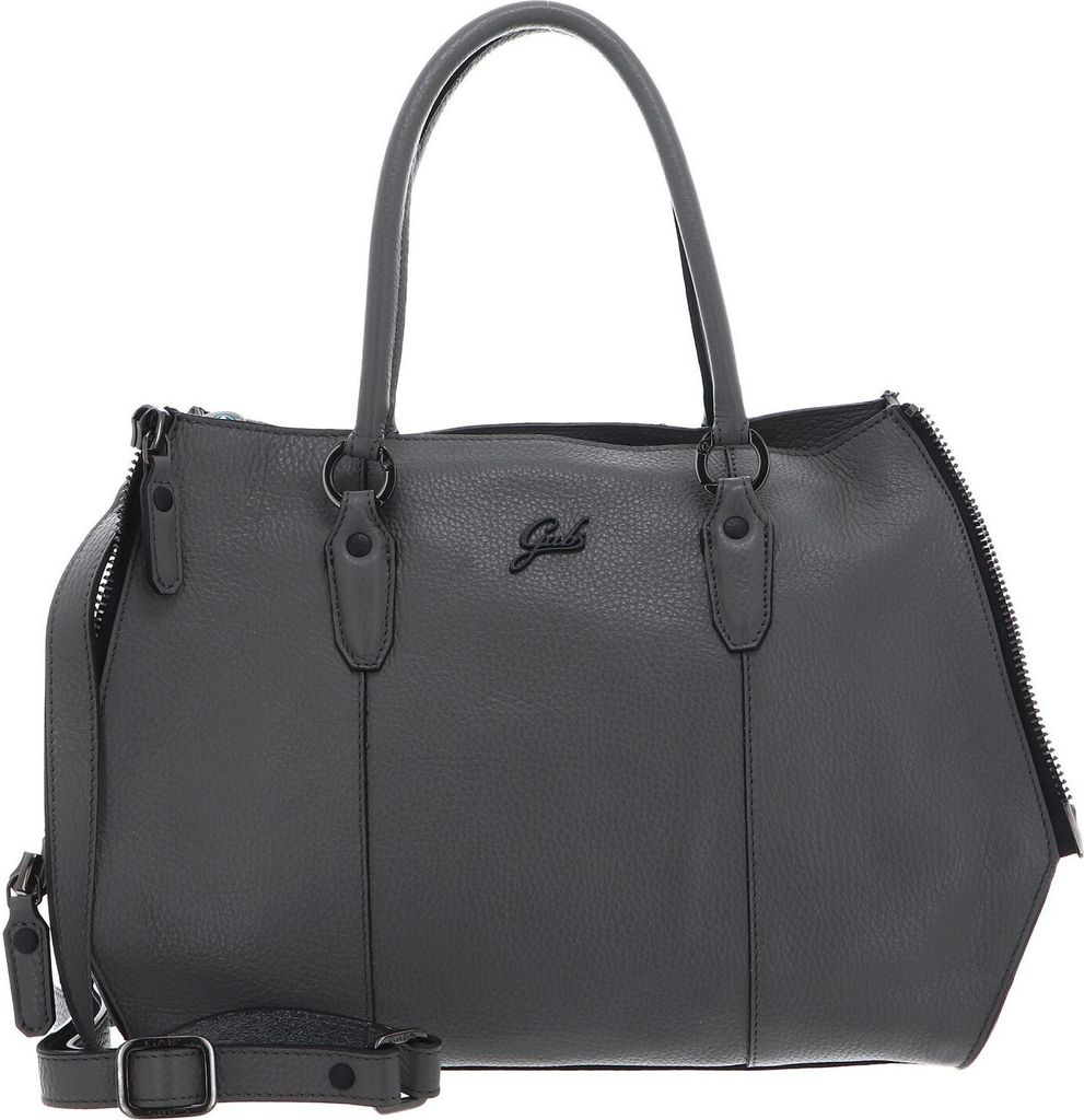 Gabs Leder Schultertasche Ivette TG Bull + Crosta Black Shoulder Bag Basalto grau