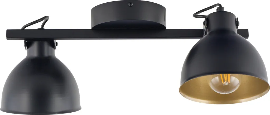 Plafonnier Orientable pour Cuisine et Salon Style Industriel Noir et Doré