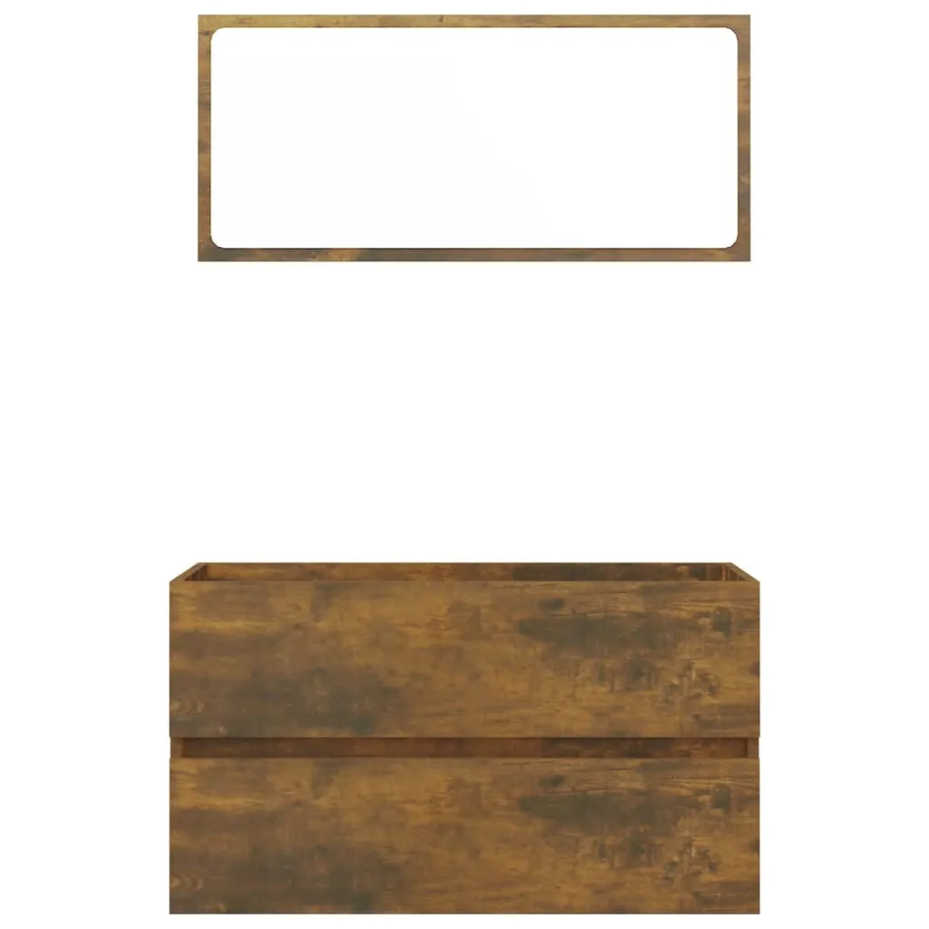 Arredo Bagno Sospeso Rovere Fumo vidaXL | Set 2 Pezzi Salvaspazio