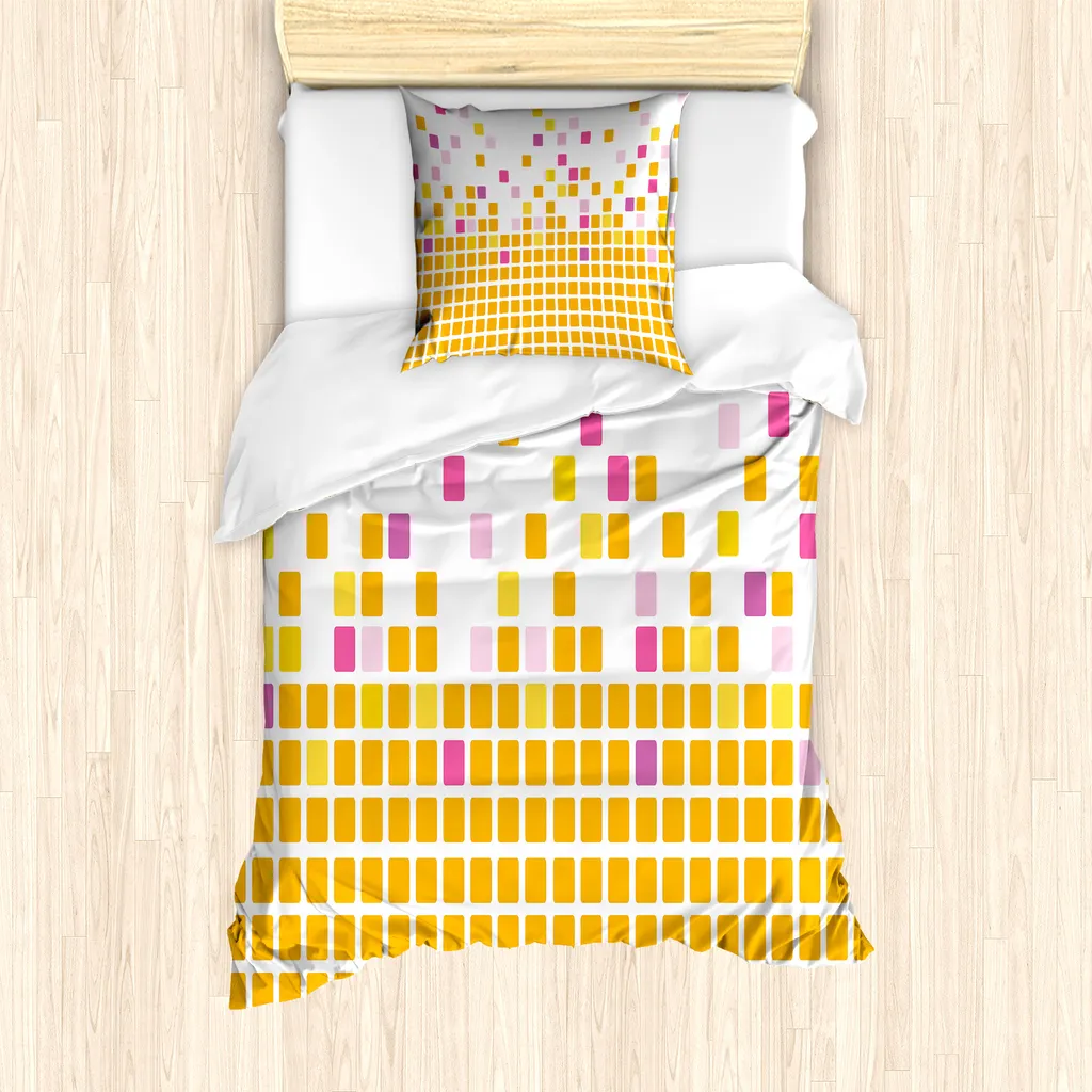 Set Copripiumino Mosaico Arancione Rosa 135x200 ABAKUHAUS per Letto Singolo