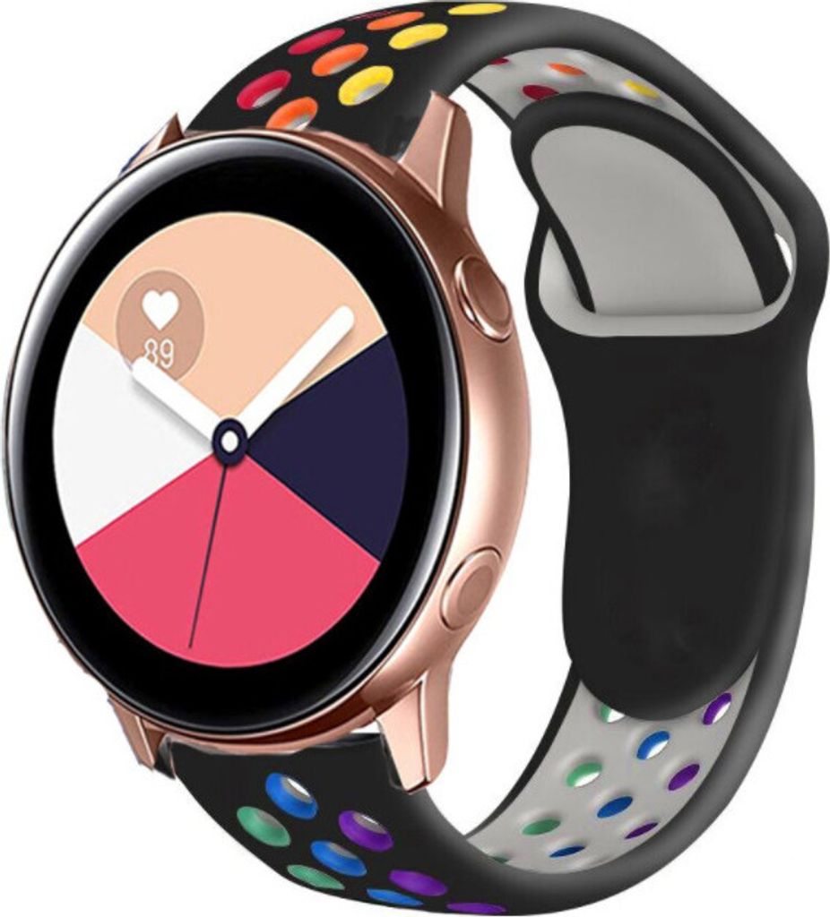Strap-it Samsung Galaxy Watch Active / Active 2 Sportarmband (Bunt Schwarz)