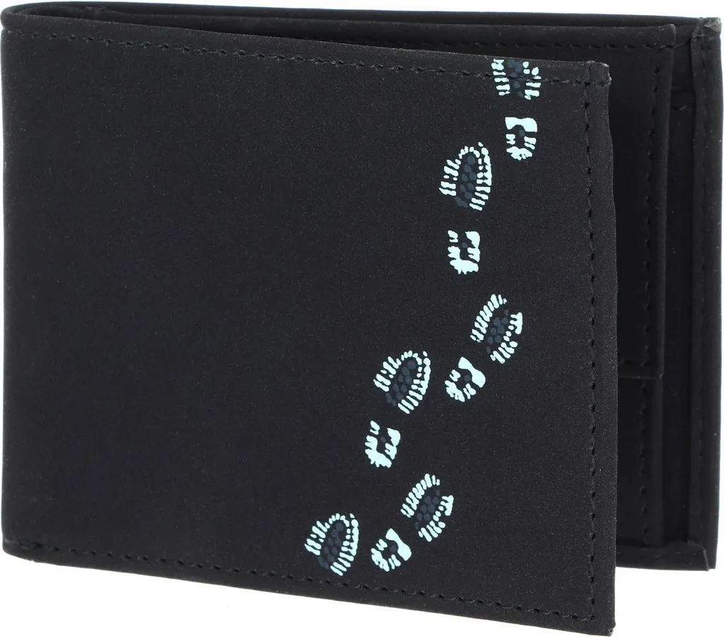 Oxmox New Cryptan Wallet Footsteps Print - Black & Cyan Edition