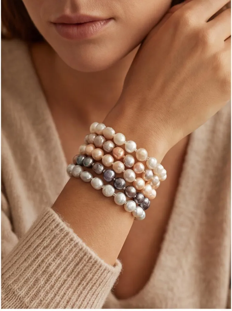 Regalo Donna: Bracciale Perle Vere Barocche 8-9mm Qualità AA - 2