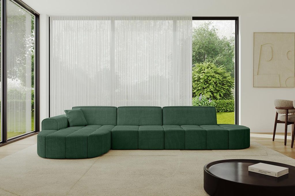 ALTDECOR Ecksofa in L-Form Livo-L2 - 337x173x79,5 Grün - Corner Sofa Bett Eckcouch Couch Wohnlandschaft Cauchsofa