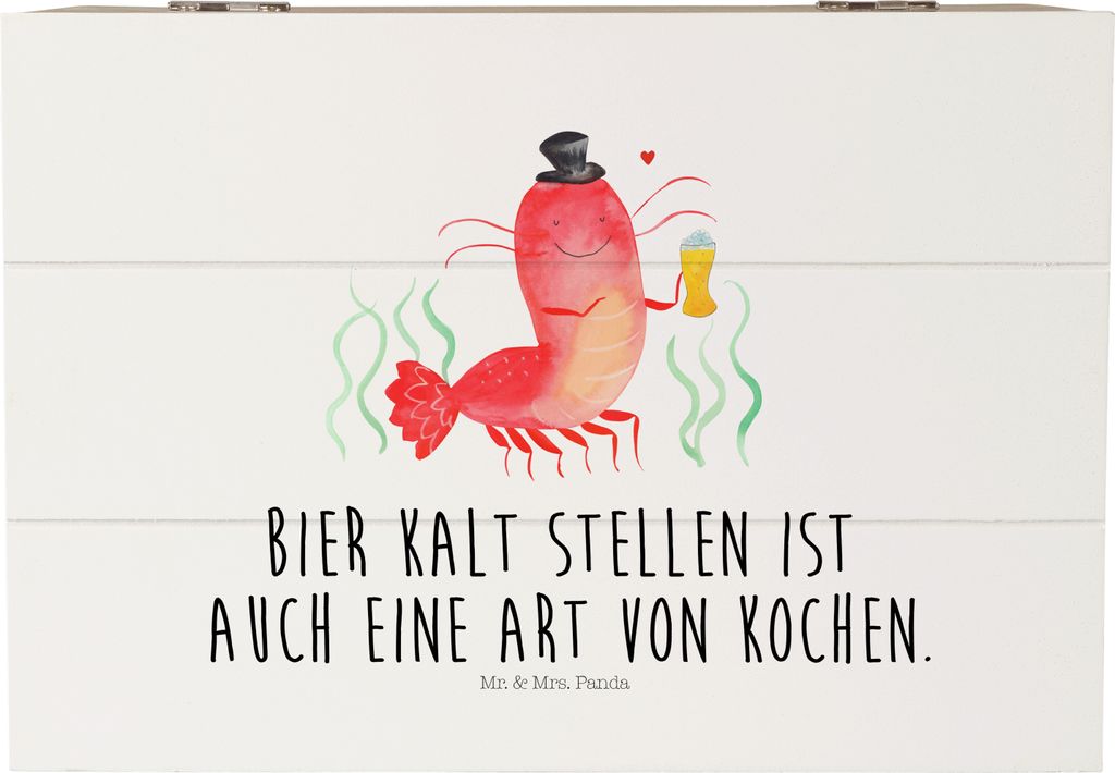 Mr. & Mrs. Panda Geschenkbox Hummer Weizen 22 x 15 cm - Weiß - Geschenk, fotobox, geschenkkiste, Wirtschaft, Kneipe, Bier, Kochen, fotokiste, Truh...