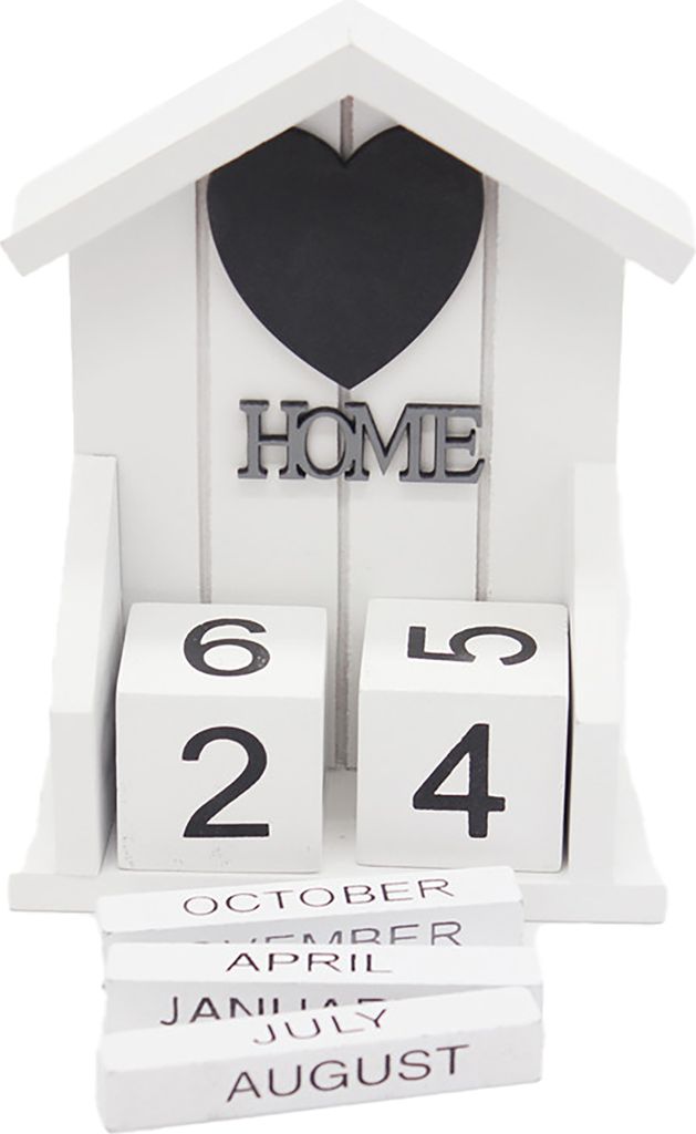1 Set kleiner Hausformkalender Retro Wood Old Classic Style Desk Kalender Home Dekoration-Weiß