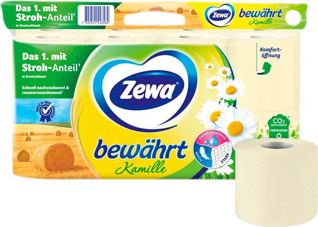 3x Zewa 38798 Toilettenpapier bewährt Kamille 3-lagig 16 Zdjęcie produktu 
