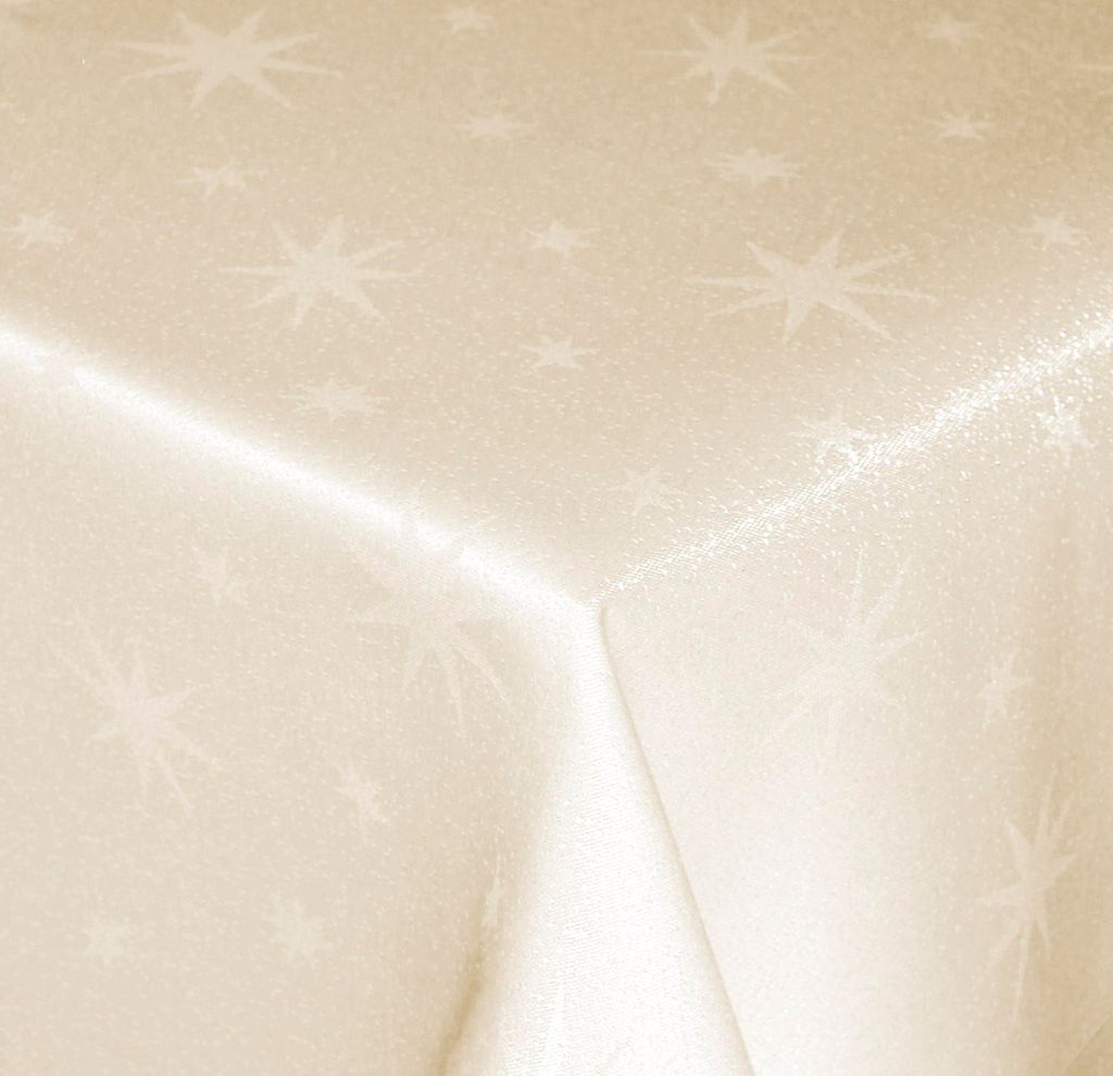 Tischdecke Weihnachten 160 cm rund creme Polyester Sterne Tischdecken Advent Weihnachtstischdecken