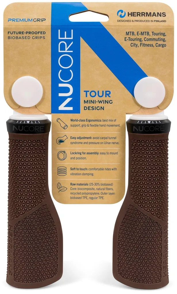 Herrmans Tour Peak Brown : Poignée de Vélo Ergonomique Marron en Gomme