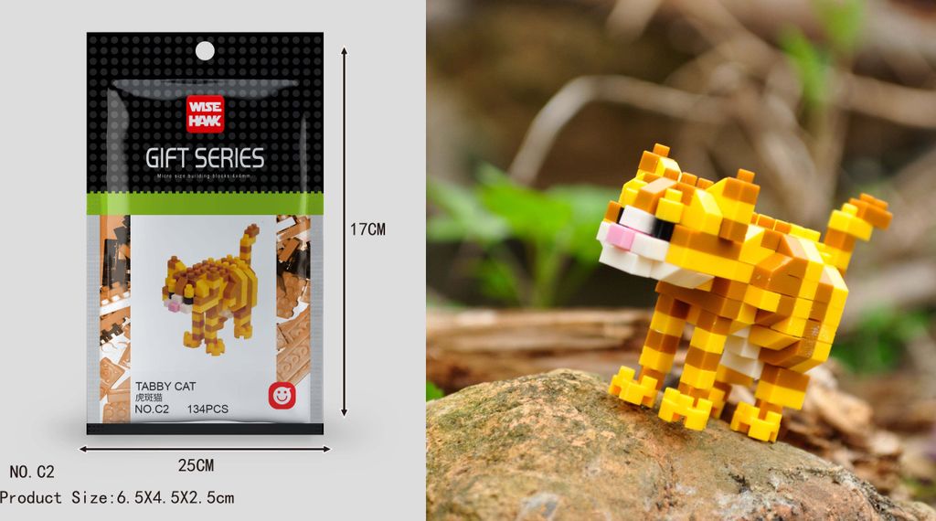 Tabby Katze Figur Bausteine Modell LNO Micro-Bricks