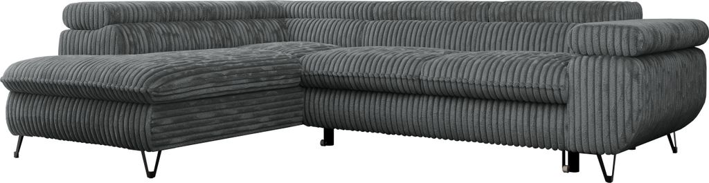 Ecksofa Sofa Grau, Wohnlandschaft L-Form mit Schlaffunktion Produktbild 