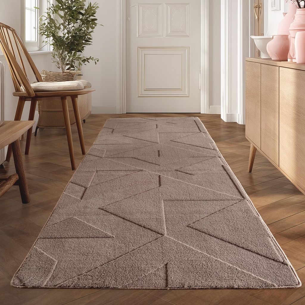 Teppium Boho Teppich Skandinavischer Kurzflor mit 3D Effekt, Waschbar Teppich für Wohnzimmer, Grösse: 80x150 cm