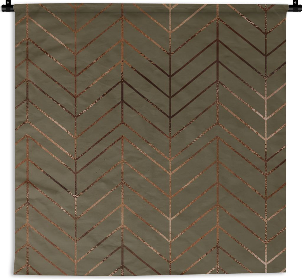 MuchoWow Wandteppich Wandbehang Muster - Bronze - Luxus - Grün 150x150 cm Tapisserie Dekoration Wandtuch - Wohnaccessoires - Modernes