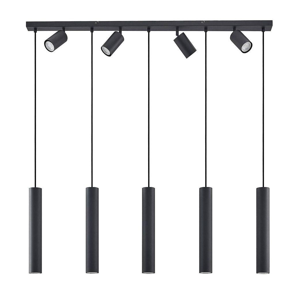 Lindby Hängeleuchte Sanad, 116 cm, 9-flg., schwarz, GU10 Produktbild 