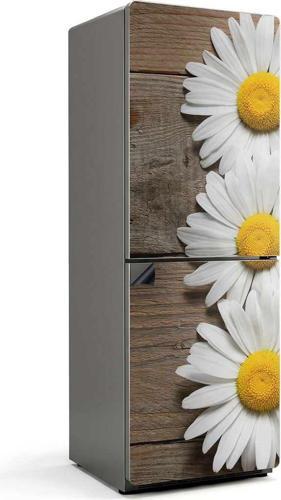 Blumen auf einem hölzernen Hintergrund – Magnetische Kühlschrank Abdeckung – Dekorfolie magnetisch Küche – Kühlschrank Magnet Deko – se...