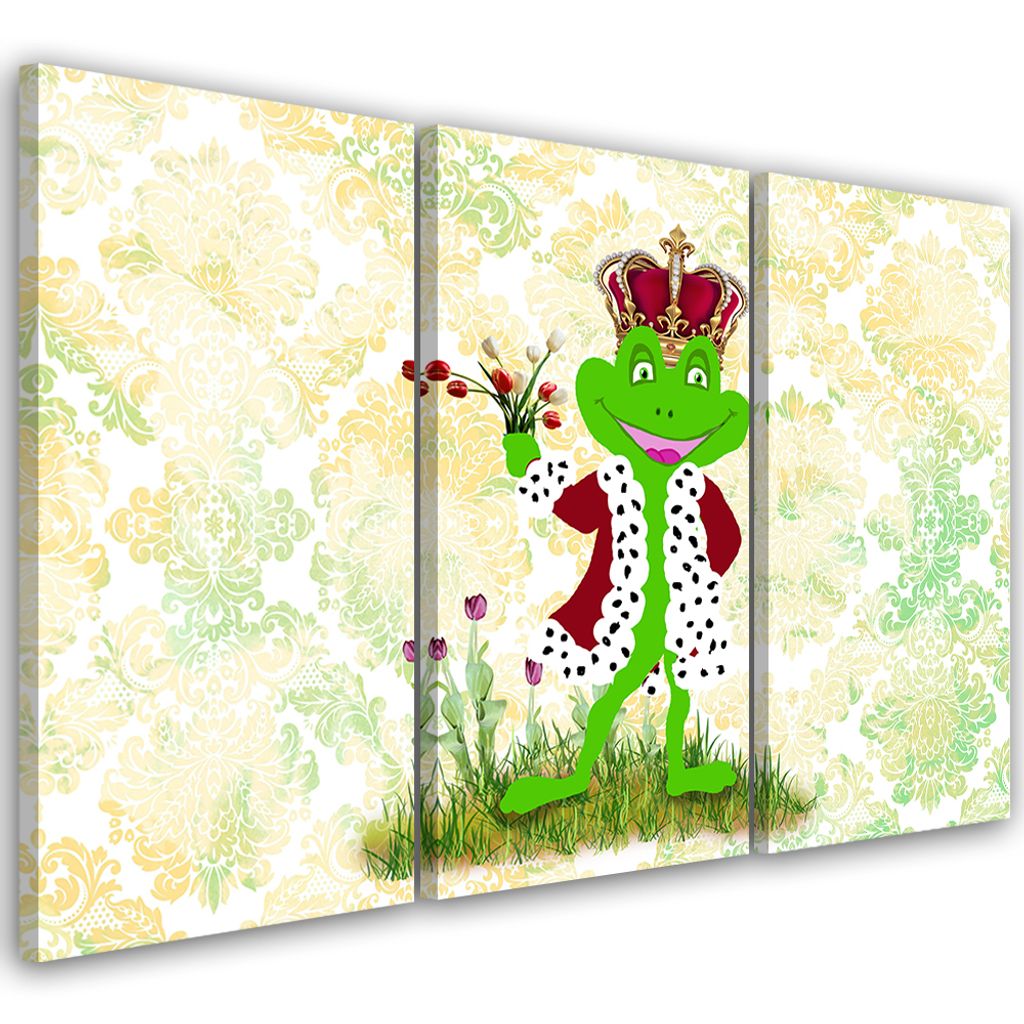 Triptychon auf leinwand abstrakte tiere - grün 150x100 cm Produktbild 