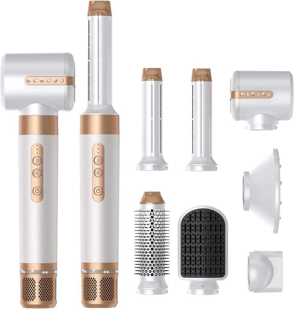 Airstyler 7in-1 mit Diffusor Locken Aufsatz,Rundbürstenföhn, Warmluftbürste, Stylingbürsten,Luft Lockenstab Automatisch,Geschenkset für Frauen...