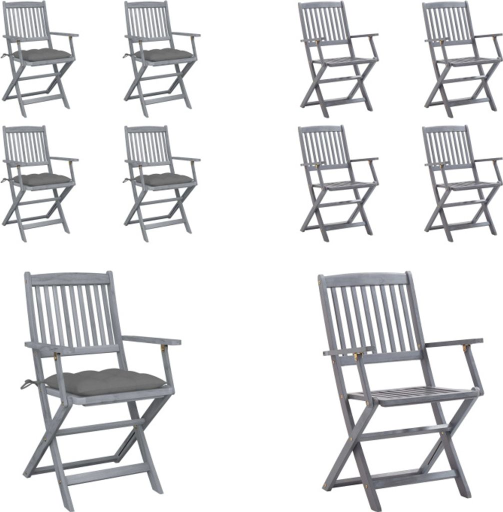 vidaXL Klappbare Gartenstühle 4 Stk. mit Kissen Massivholz Akazie - Gartenstuhl - Gartenstühle - Holz Gartenstuhl - Holz Gartenstühle