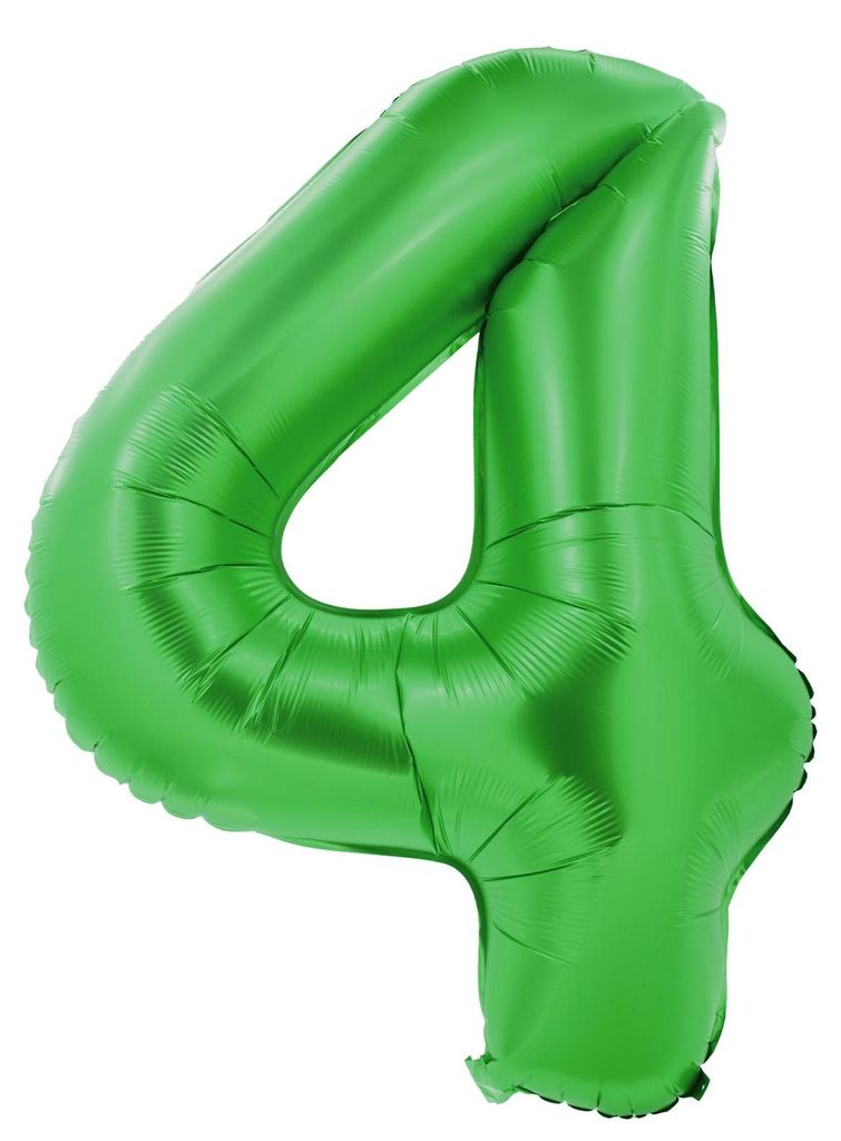 Folienballon 100cm Zahl 4 matt grün Produktbild 