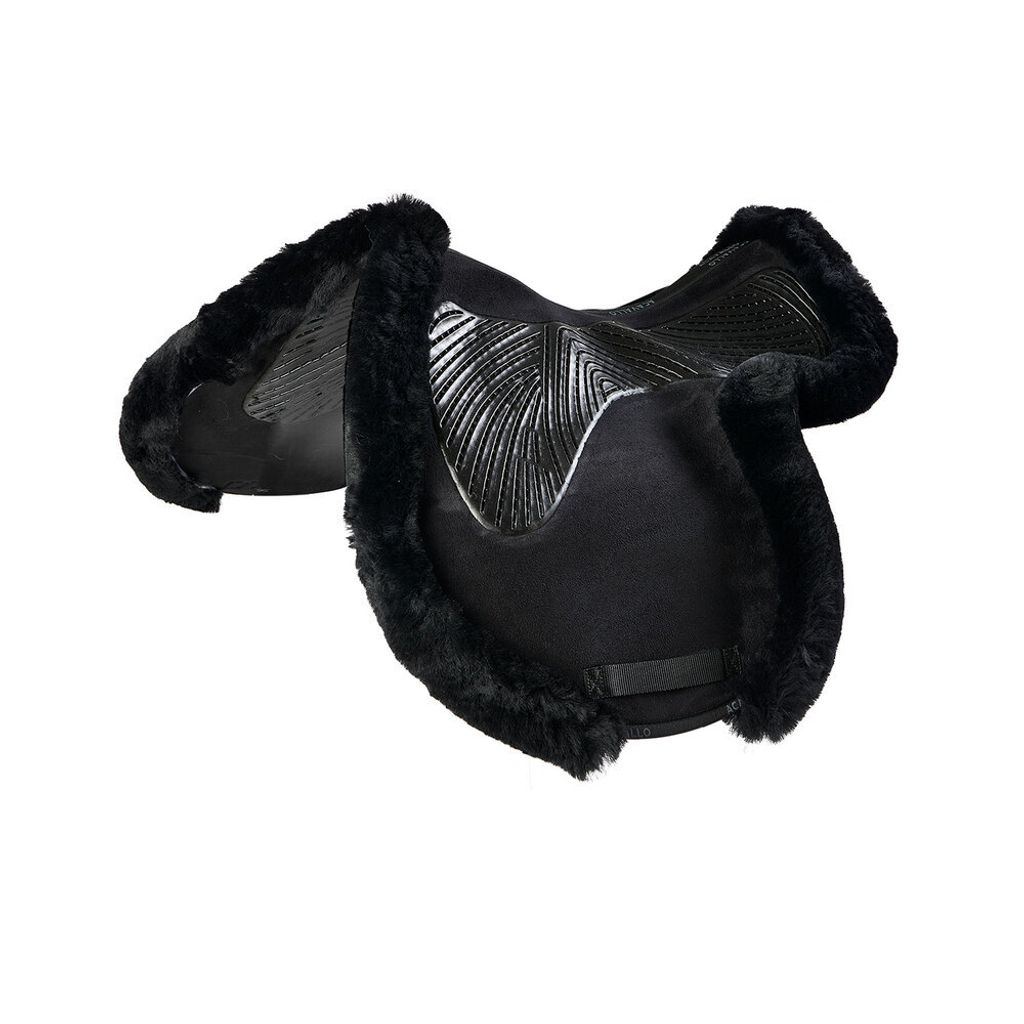 Acavallo Twin Sided Gel Pad Jump Numnah Full Sheepskin Edge, Farbe:Black/Black