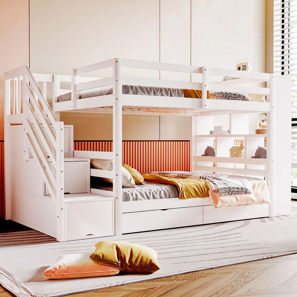 Letto a castello Sweiko 90x200 cm, scala di sicurezza con Immagine del prodotto 