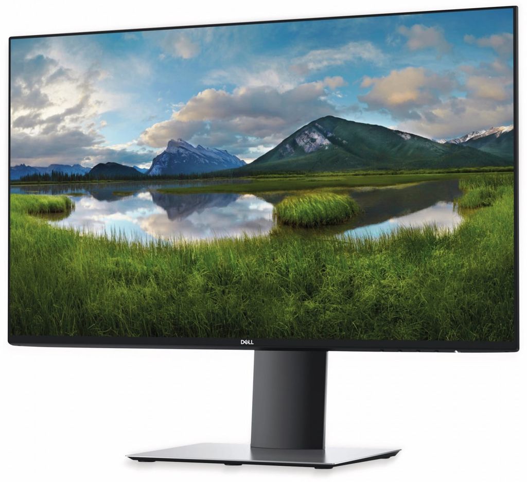 A Dell monitor displaying a landscape image.