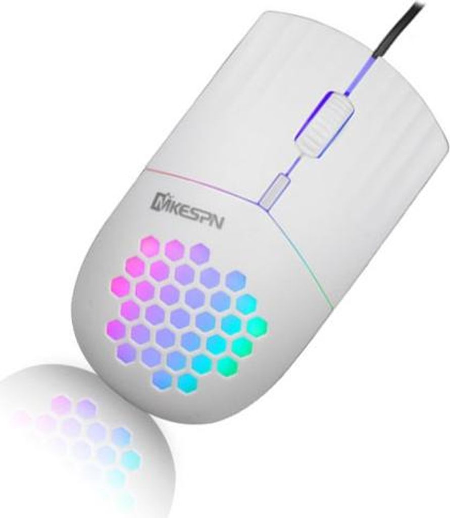 INF Optische Maus: ABS, 11cm, 6.5cm, 3.5cm, TYPE-C, RGB, für PC & Laptop Weiß