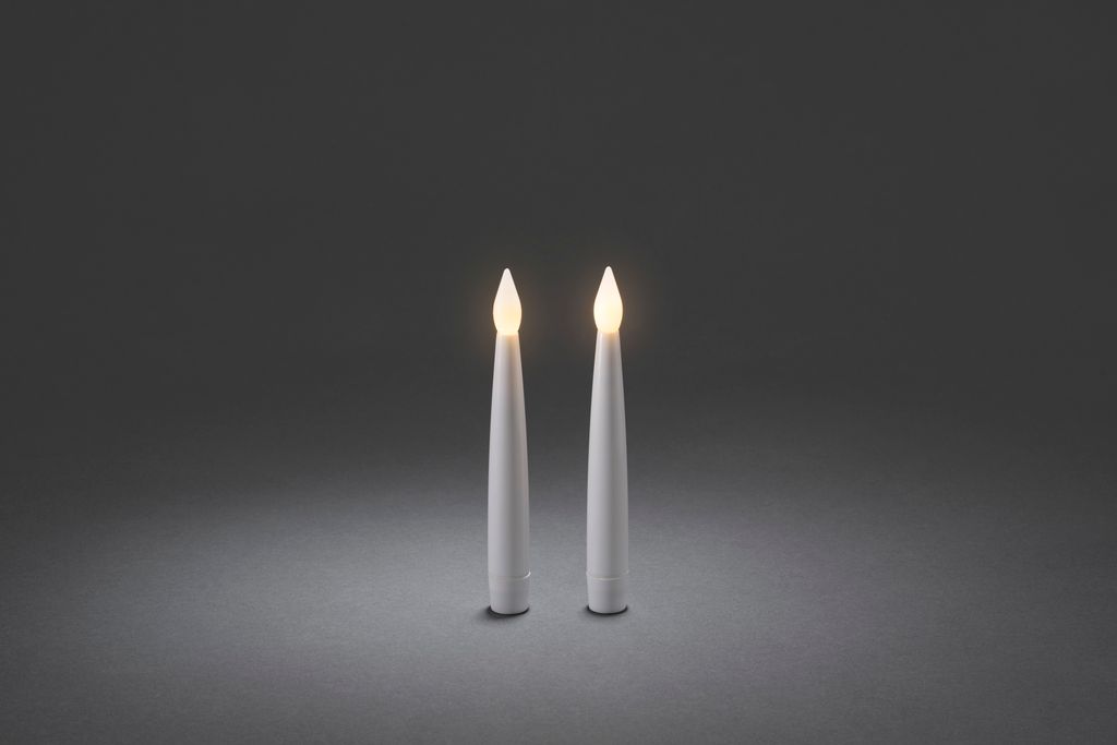 Konstsmide - LED Kerzen 2er-Set, weiß, klein, flackernde Dioden, mit an/aus Schalter, 2 warm weiße flackernde Dioden, batteriebetrieben, Innen, ;...