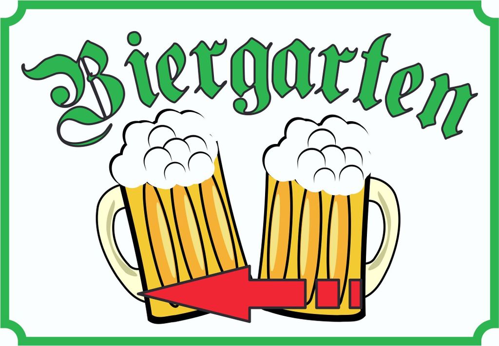 Biergarten Schild Pfeil links A4 Rückseite selbstklebend