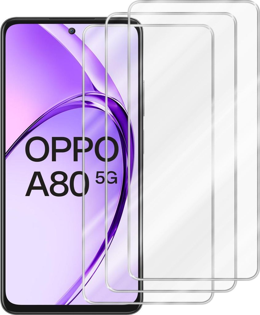 Cadorabo 3x Panzer Schutz Glas für Oppo A80 3 Stück Schutzfolie in Ultra-Klar Hüllen freundlich - Gehärtetes (Tempered) Glas Dipslayschutz Foli...