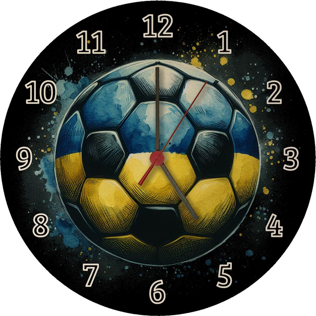 Fußball Ukraine Flagge Wanduhr aus MDF