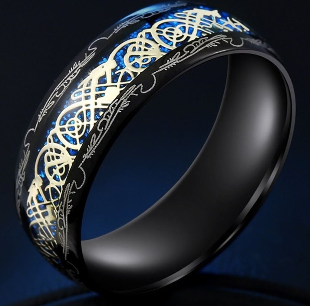 Ornament Ring in Schwarz/Blau – Stilvoller Herrenring 62 mm KP17123