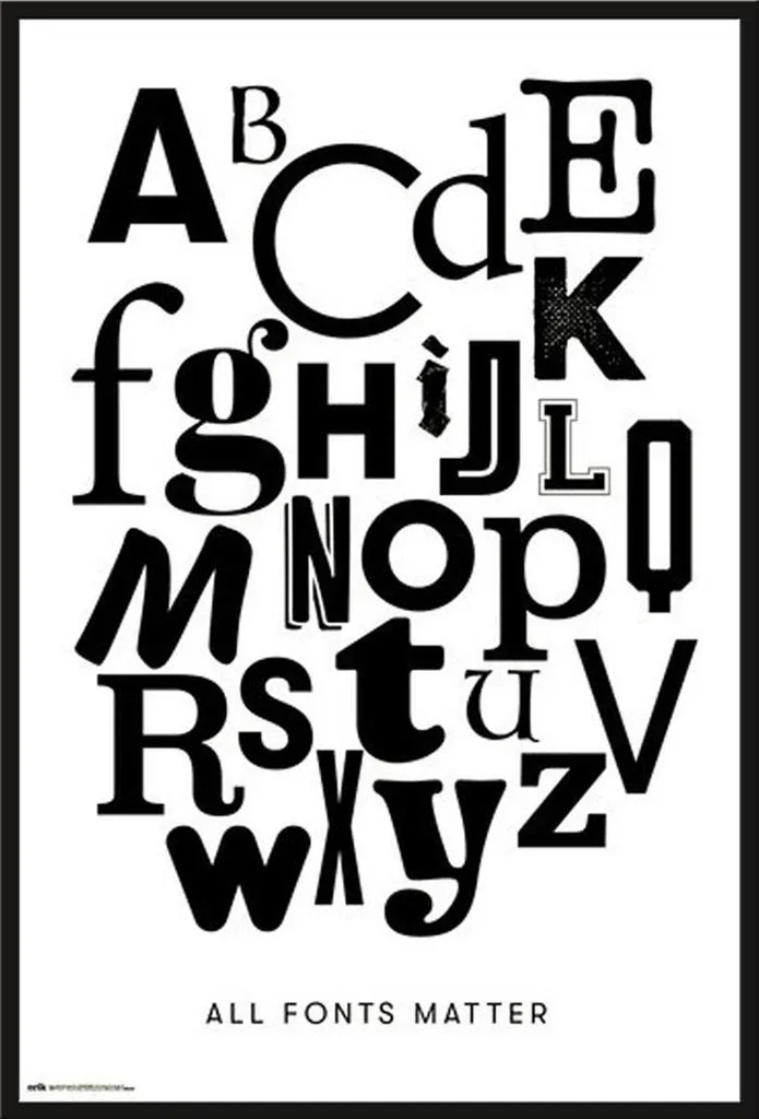 Poster ABC Alphabet avec cadre incassable acrylique noir pour chambre enfant