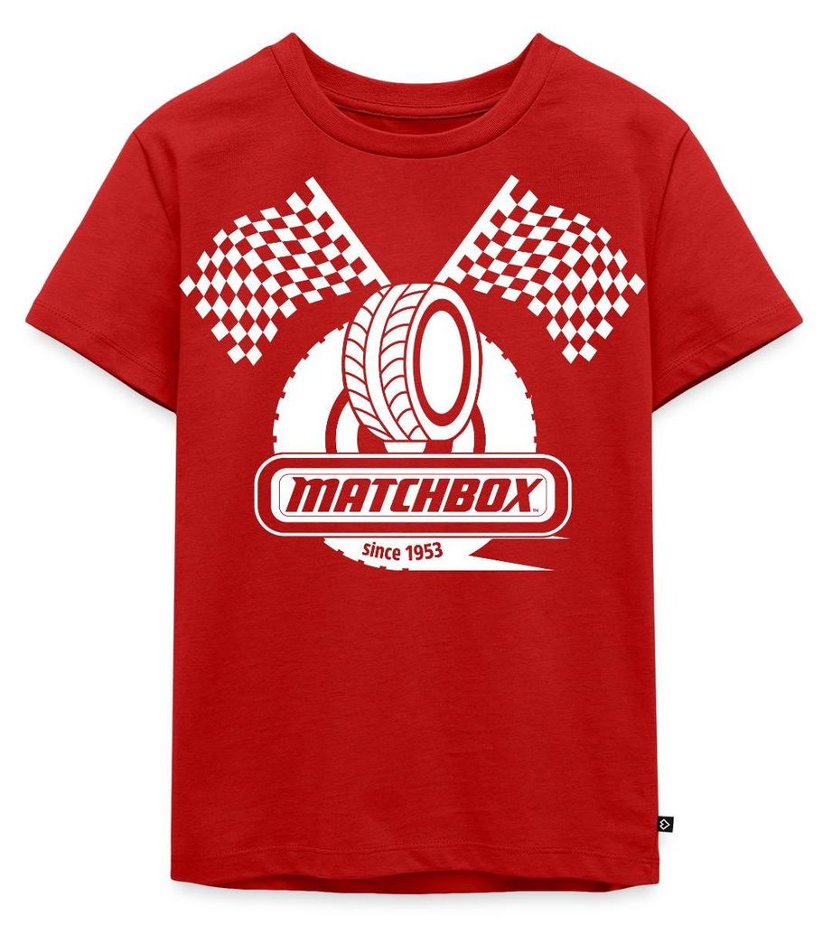 Spreadshirt Matchbox 1953 Mit Zielflaggen Rennen Kinder Premium T-Shirt, 98/104 (2 Jahre), Rot